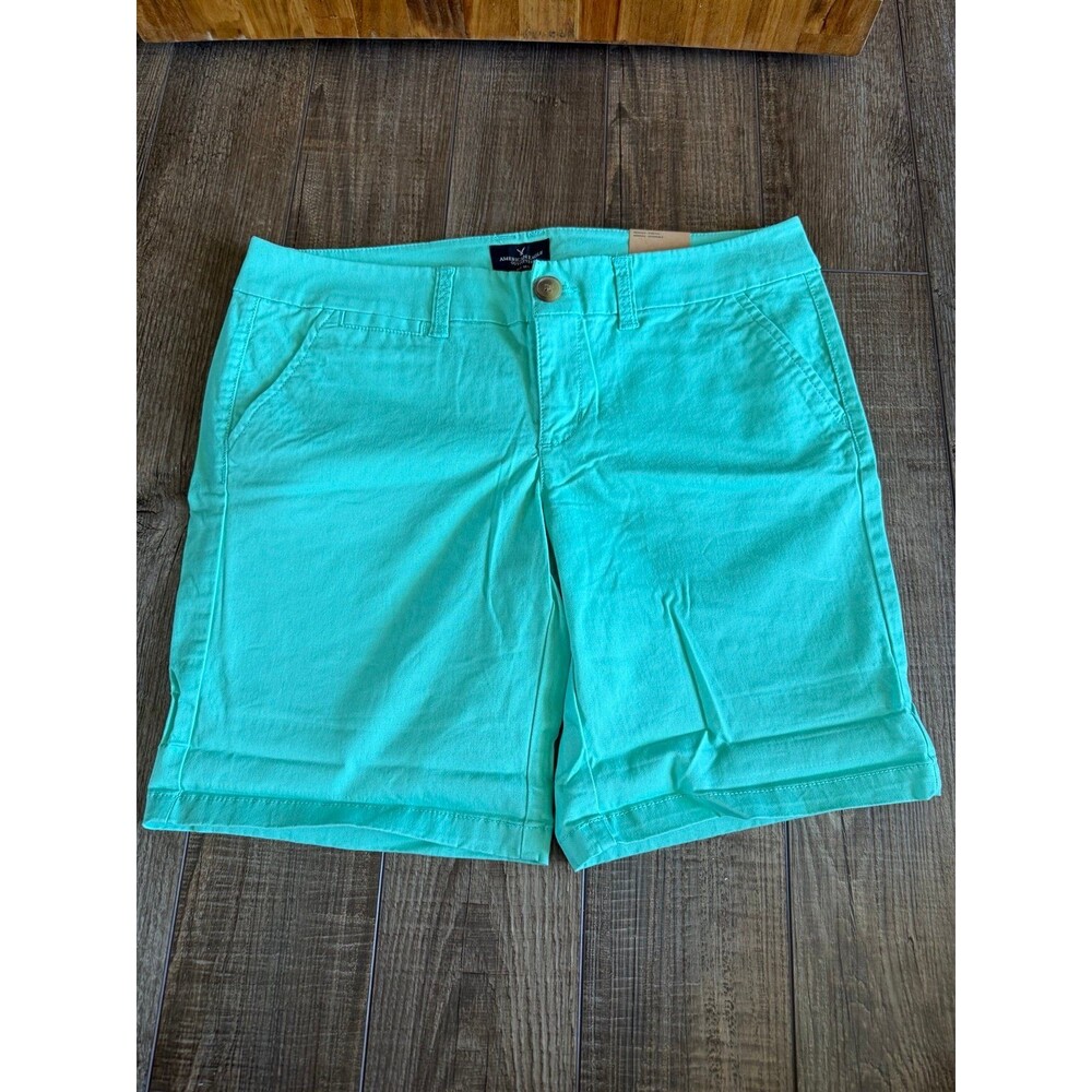 Women’s American Eagle Bermuda Low Rise Stretch Chino Shorts Sz. 8 NWT Green